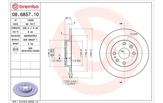 Brake Disc 08.6857.10 Brembo, Image 4