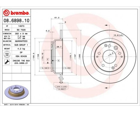 Brake Disc 08.6898.10 Brembo, Image 3