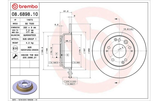 Brake Disc 08.6898.10 Brembo, Image 4