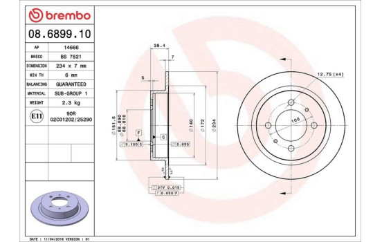 Brake Disc 08.6899.10 Brembo, Image 4