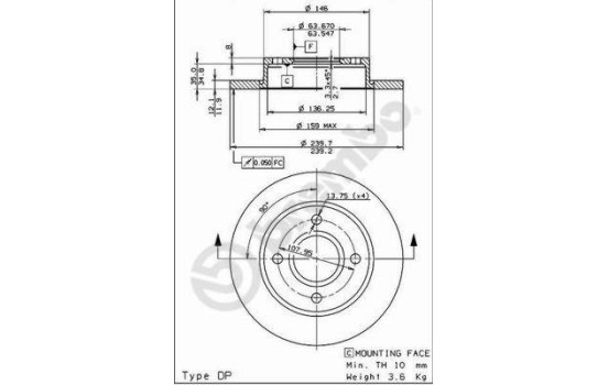 Brake Disc 08.6903.14 Brembo, Image 2