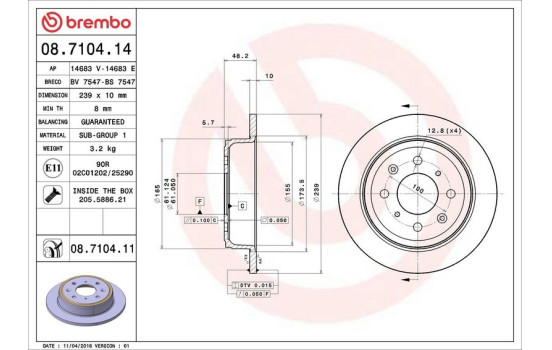 Brake Disc 08.7104.14 Brembo, Image 4