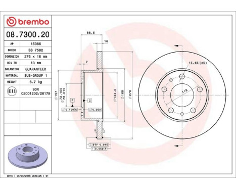Brake Disc 08.7300.20 Brembo, Image 3