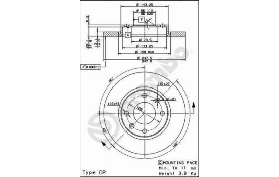 Brake Disc 08.7351.14 Brembo, Image 2