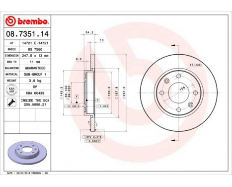 Brake Disc 08.7351.14 Brembo, Image 3