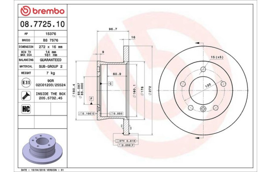 Brake Disc 08.7725.10 Brembo, Image 3
