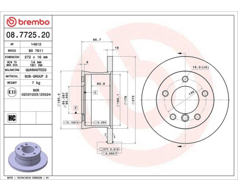 Brake Disc 08.7725.20 Brembo, Image 4