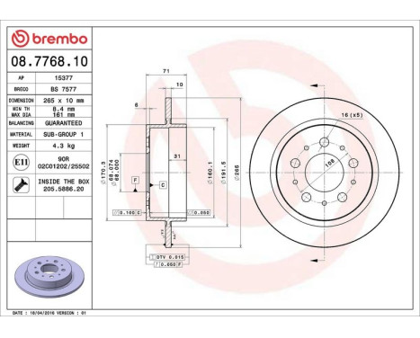 Brake Disc 08.7768.10 Brembo, Image 4