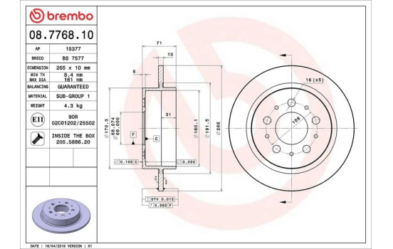 Brake Disc 08.7768.10 Brembo, Image 4