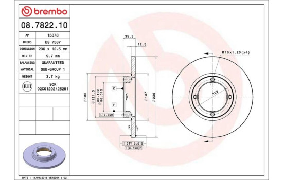 Brake Disc 08.7822.10 Brembo, Image 4