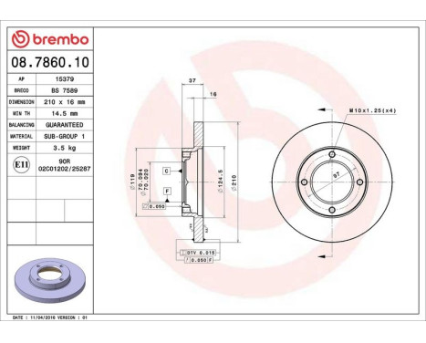 Brake Disc 08.7860.10 Brembo, Image 4
