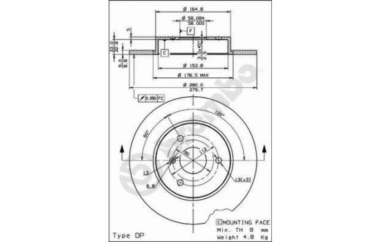 Brake Disc 08.8163.10 Brembo, Image 2