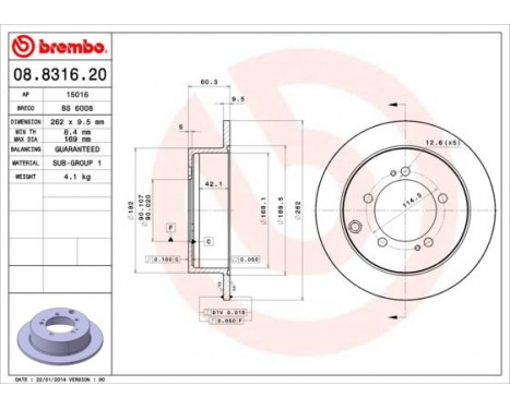 Brake Disc 08.8316.20 Brembo, Image 2