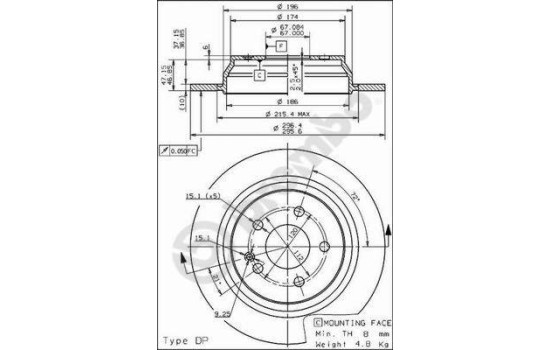 Brake Disc 08.8405.10 Brembo, Image 2