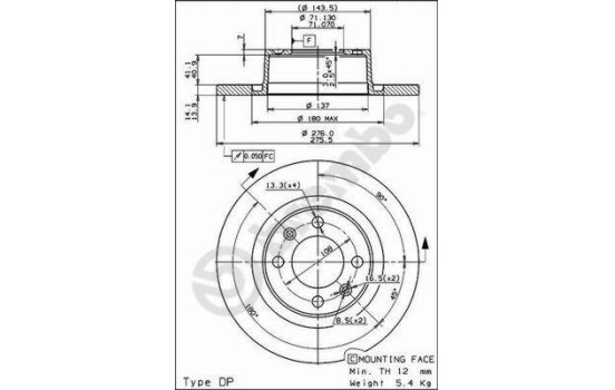 Brake Disc 08.8727.10 Brembo, Image 2