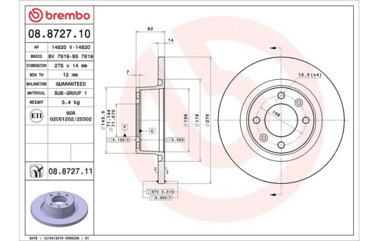 Brake Disc 08.8727.10 Brembo, Image 4
