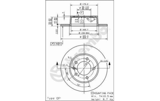 Brake Disc 08.9371.10 Brembo, Image 2