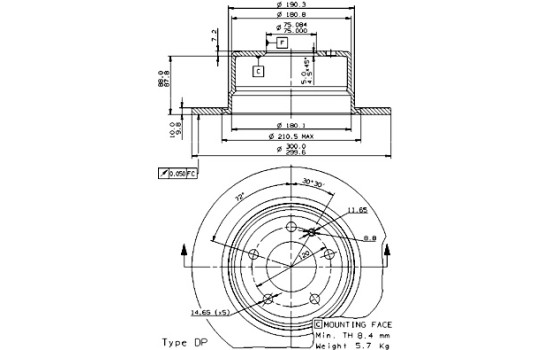 Brake Disc 08.9556.10 Brembo, Image 2