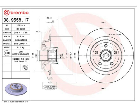 Brake disc 08.9558.17 Brembo, Image 2