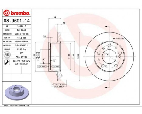 Brake Disc 08.9601.14 Brembo, Image 3