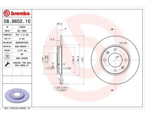 Brake Disc 08.9602.10 Brembo, Image 3