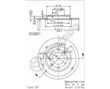 Brake Disc 08.9602.10 Brembo, Image 2