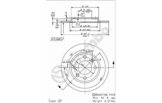 Brake Disc 08.9602.10 Brembo, Image 2