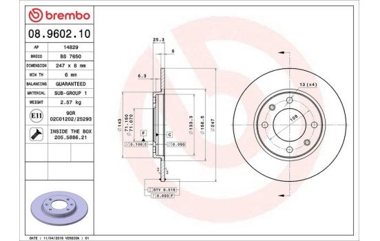 Brake Disc 08.9602.10 Brembo, Image 4