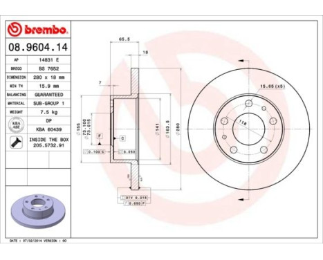 Brake Disc 08.9604.14 Brembo, Image 2