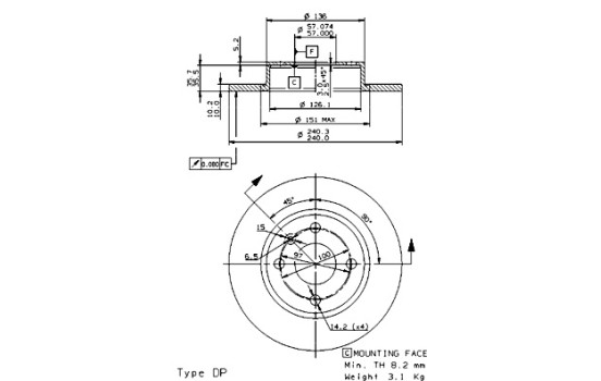 Brake Disc 08.9739.10 Brembo, Image 2