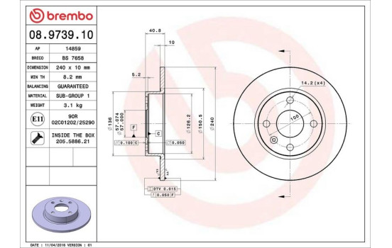 Brake Disc 08.9739.10 Brembo, Image 4