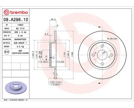 Brake Disc 08.A298.10 Brembo, Image 3