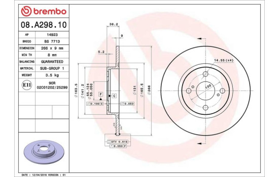 Brake Disc 08.A298.10 Brembo, Image 3