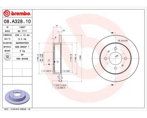 Brake Disc 08.A328.10 Brembo, Image 2