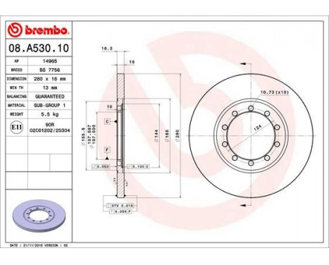 Brake Disc 08.A530.10 Brembo, Image 2