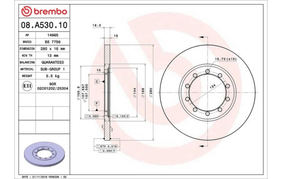 Brake Disc 08.A530.10 Brembo, Image 3