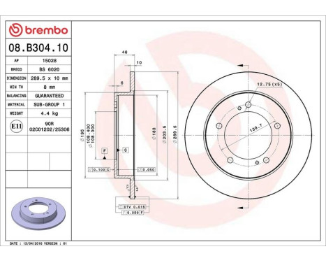 Brake Disc 08.B304.10 Brembo, Image 3
