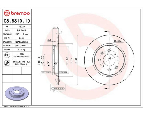 Brake Disc 08.B310.10 Brembo, Image 3