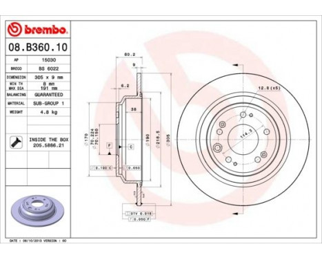 Brake Disc 08.B360.10 Brembo, Image 2