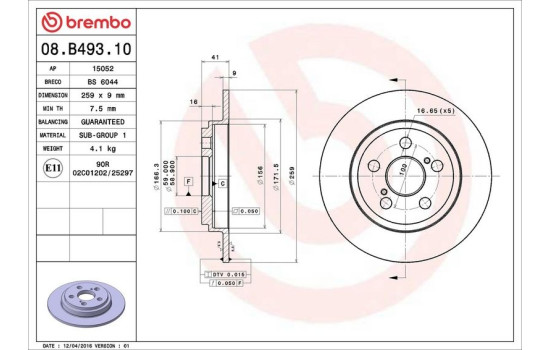 Brake Disc 08.B493.10 Brembo, Image 3