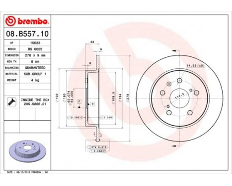 Brake Disc 08.B557.10 Brembo, Image 2