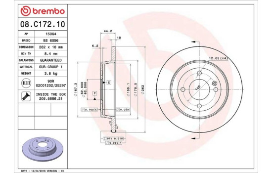 Brake Disc 08.C172.10 Brembo, Image 3
