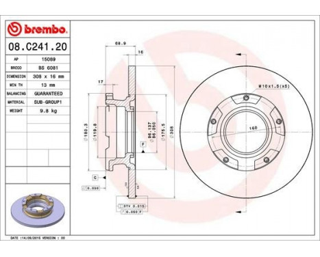 Brake Disc 08.C241.20 Brembo, Image 2