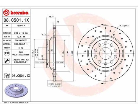 Brake disc 08.C501.1X Brembo