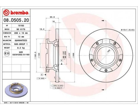 Brake Disc 08.D505.20 Brembo, Image 2