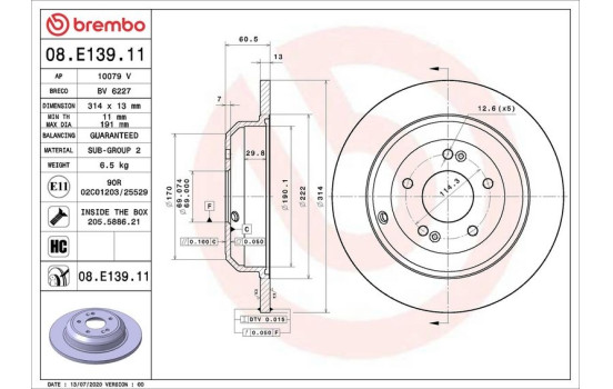 Brake disc 08.E139.11 Brembo