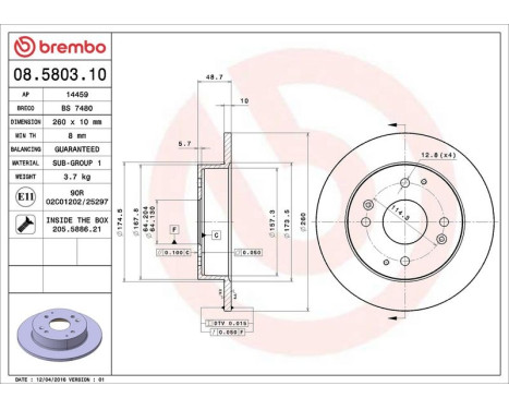 Brake Disc 08580310 Brembo, Image 4