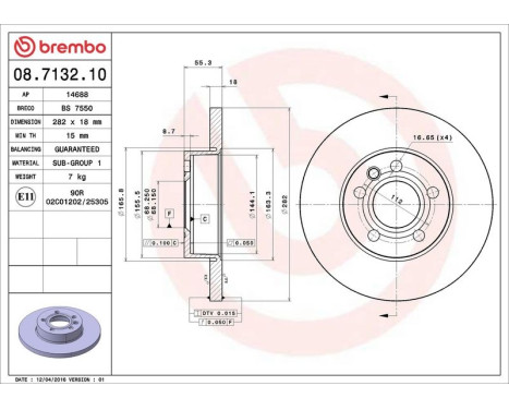 Brake Disc 08713210 Brembo, Image 4