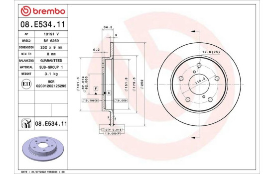 Brake disc 08E53411 Brembo, Image 2