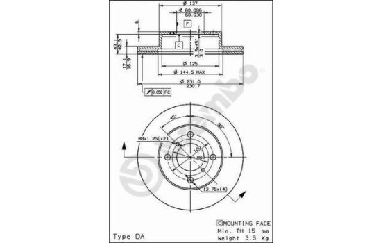 Brake Disc 09.3095.20 Brembo, Image 2